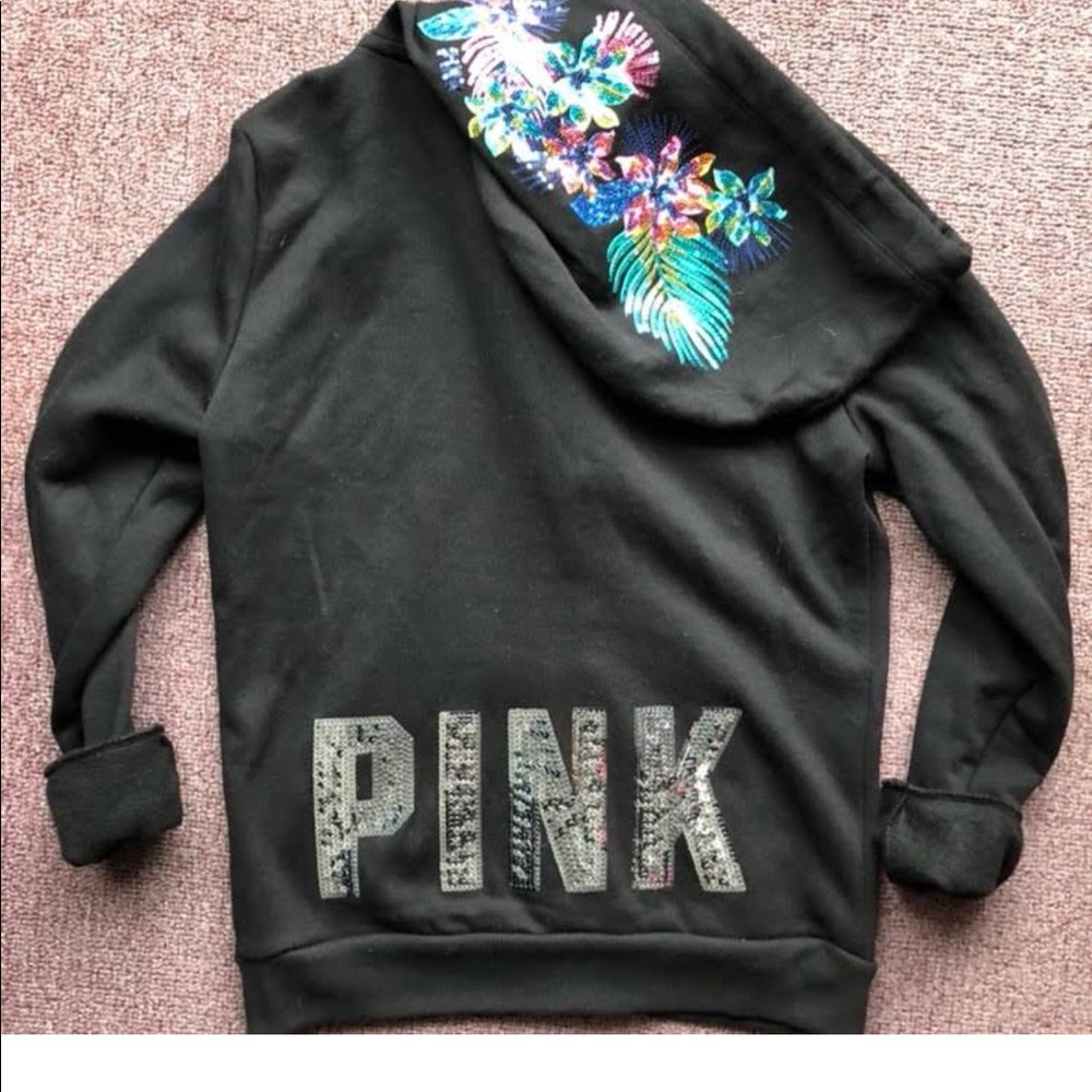 VS pink tropical bling hoodie